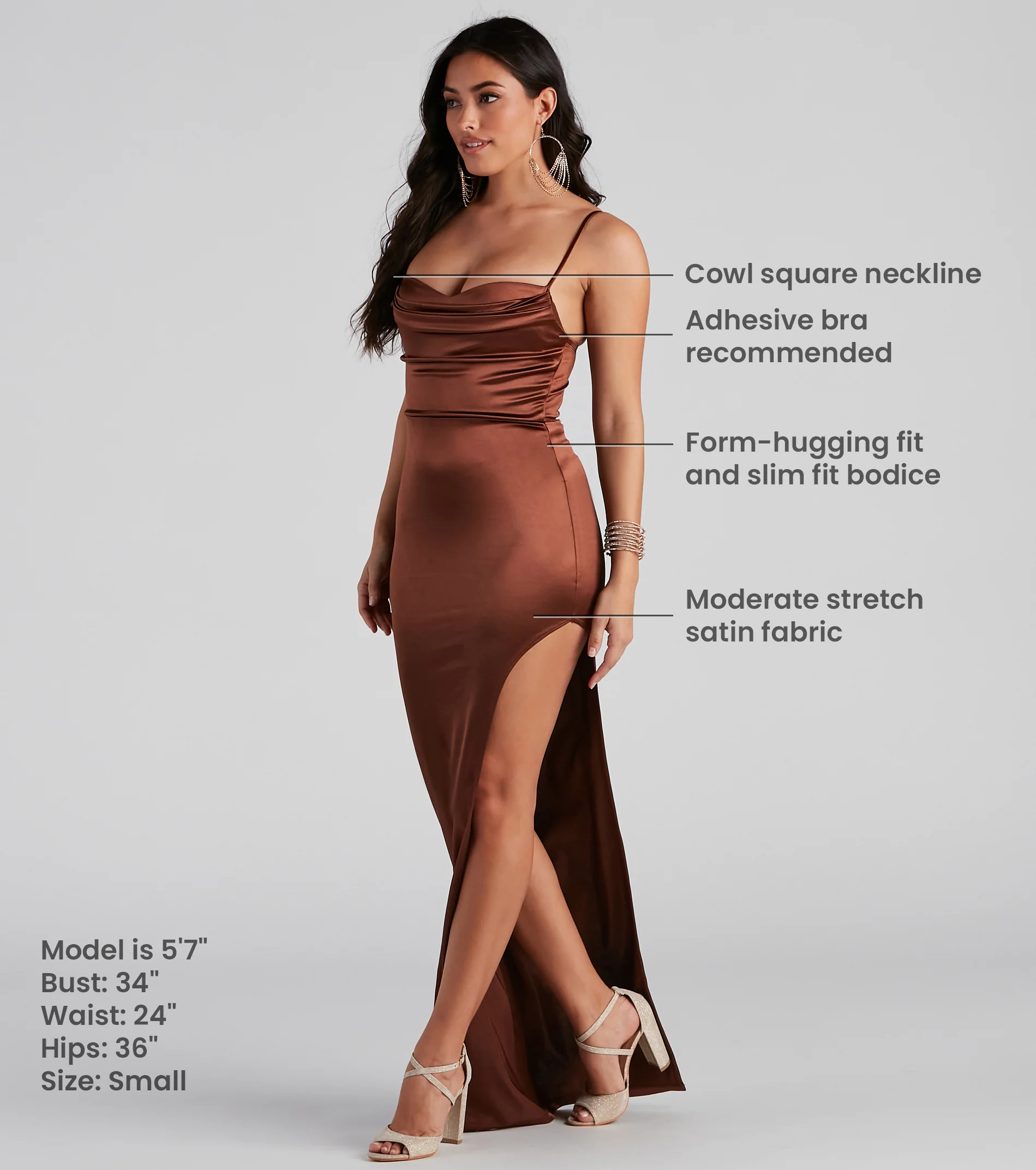 Lola High Slit Satin Dress 2