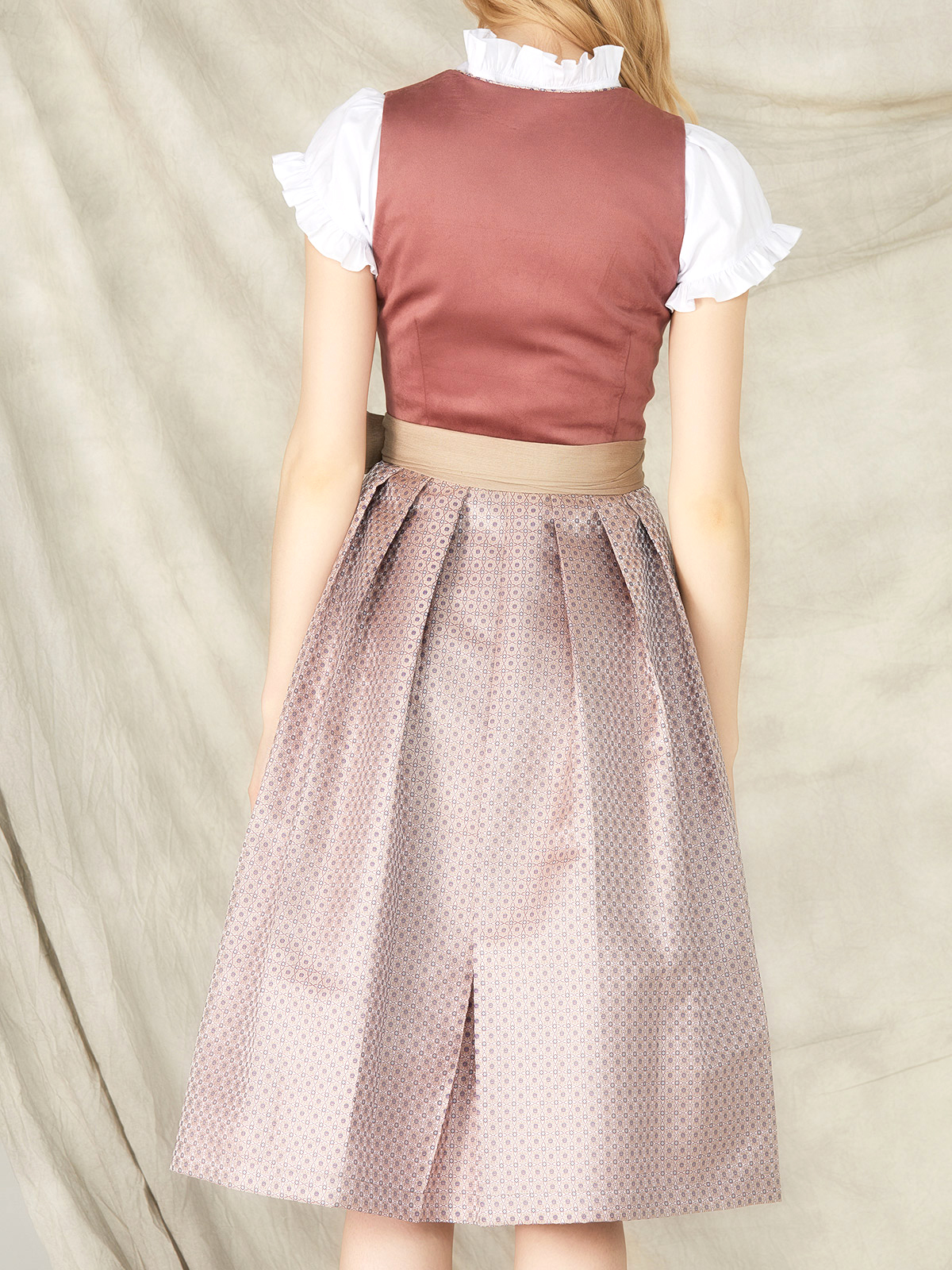 Damen Rosa Reißverschluss Vorne Zwei verdeckte Eingriffstaschen Dirndl CELIA