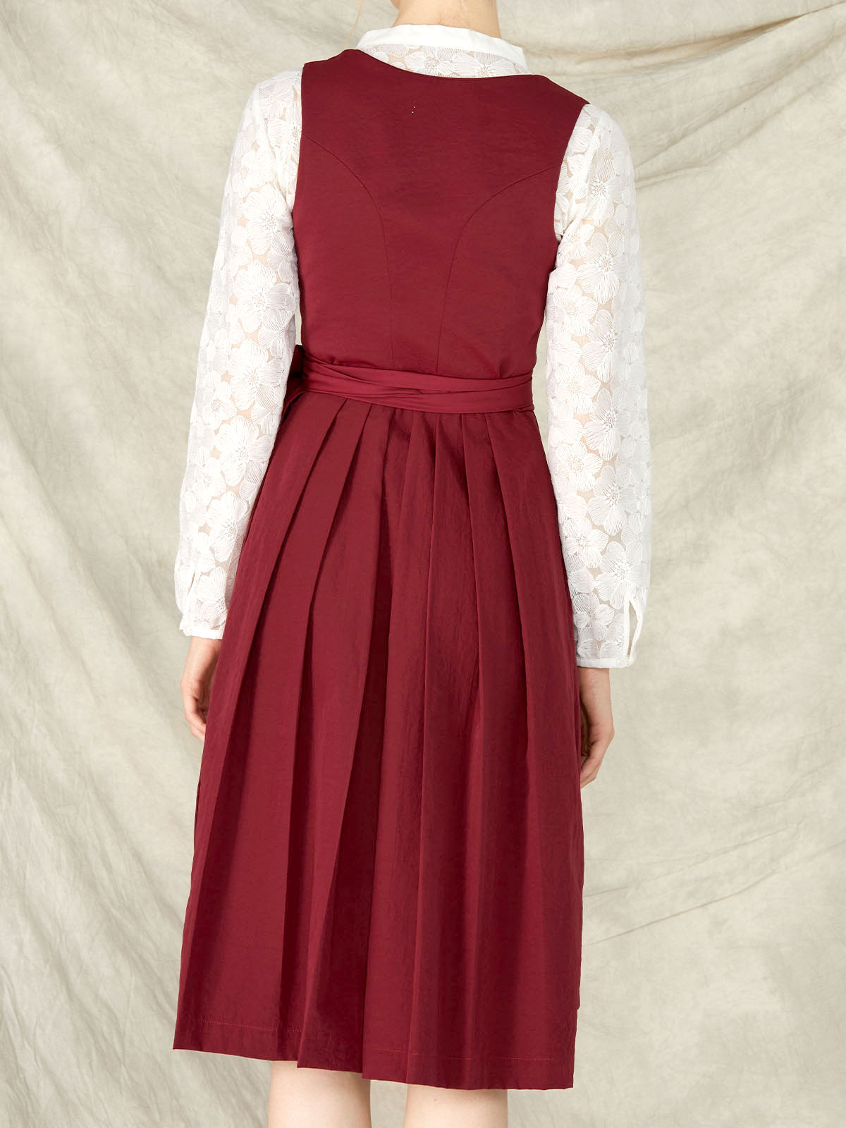 Damen Rot Reißverschluss Vorne Zwei verdeckte Eingriffstaschen Dirndl DOVEN