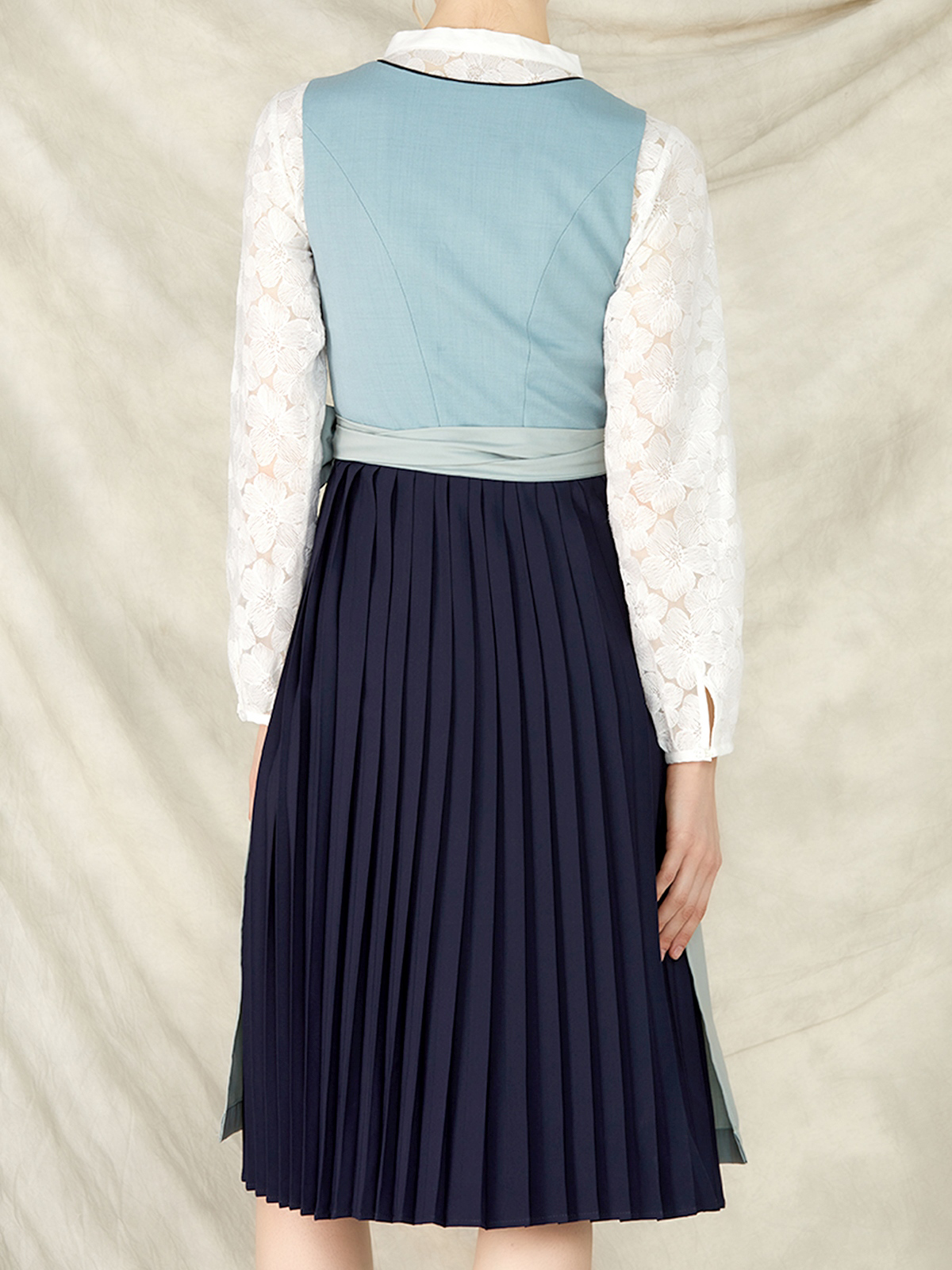 Damen Blau Knöpfen Kein Eingriffstaschen Dirndl JESSIA