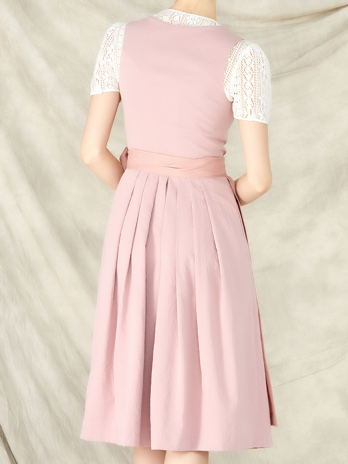 Damen Rosa Reißverschluss Vorne Zwei verdeckte Eingriffstaschen Dirndl FABIA