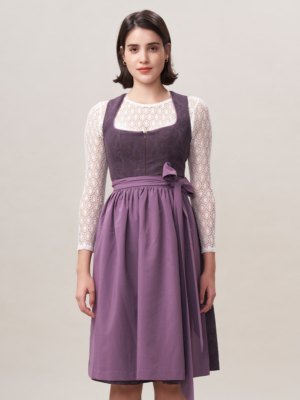Damen Lila Zwei verdeckte Eingriffstaschen Dirndl AKELA