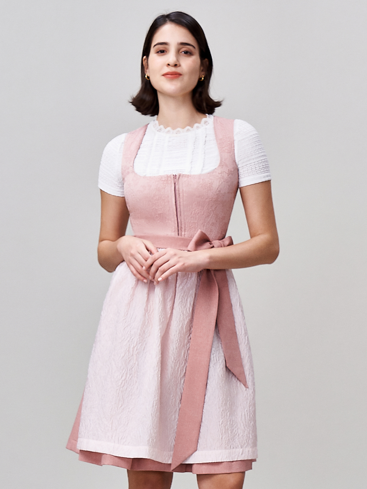 Damen Rosa Zwei verdeckte Eingriffstaschen Dirndl ANJA
