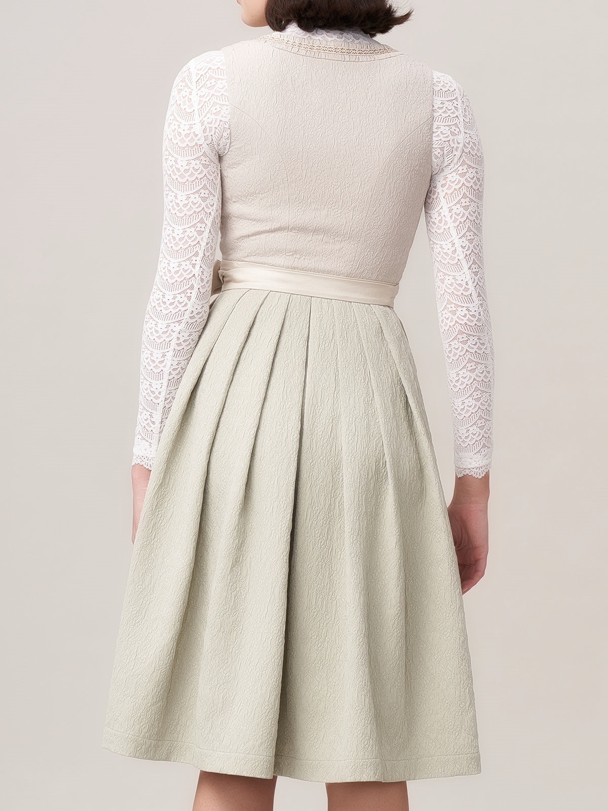 Damen Beige Zwei verdeckte Eingriffstaschen Floralem Muster Dirndl KATHARINA