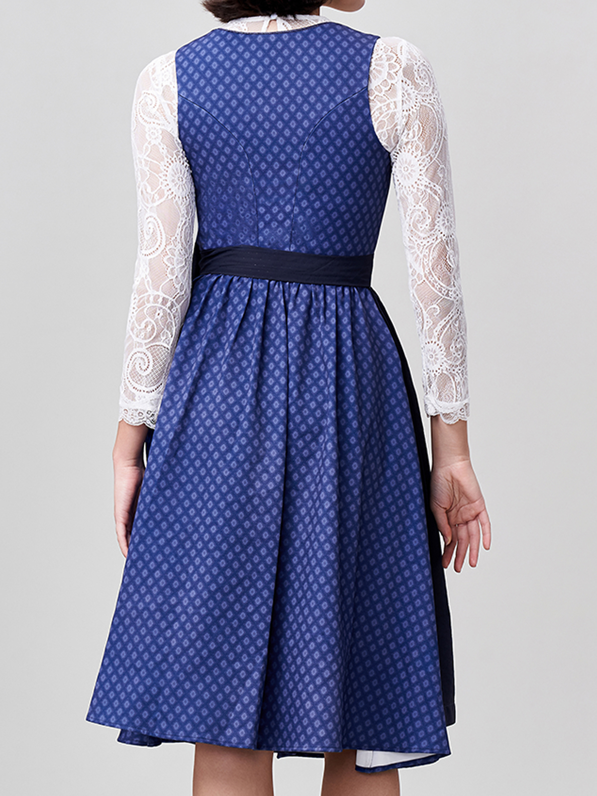 Damen Blau Zwei verdeckte Eingriffstaschen Geometrische Muster Dirndl DANIELA