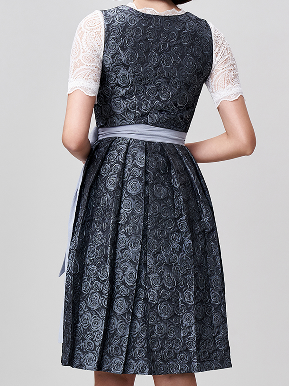 Damen Blau Zwei verdeckte Eingriffstaschen Floralem Muster Dirndl NADINE
