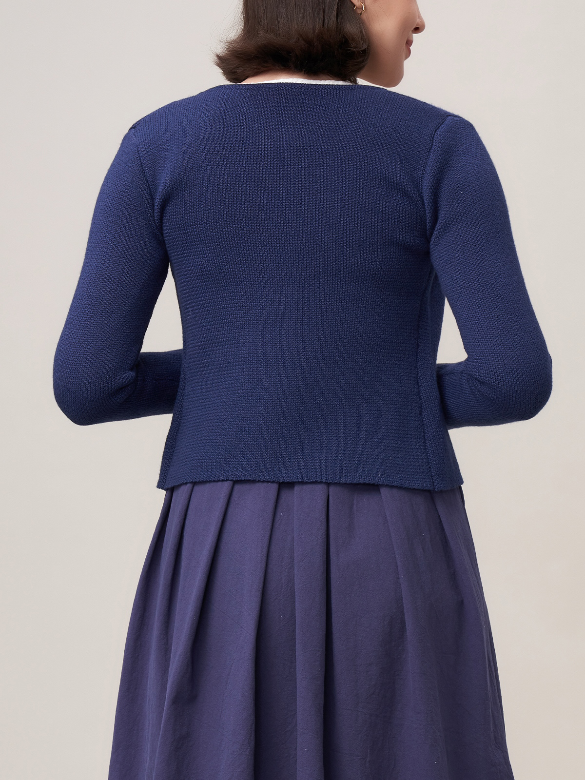 Damen Knöpfen Blau Schmal Strick MIRA
