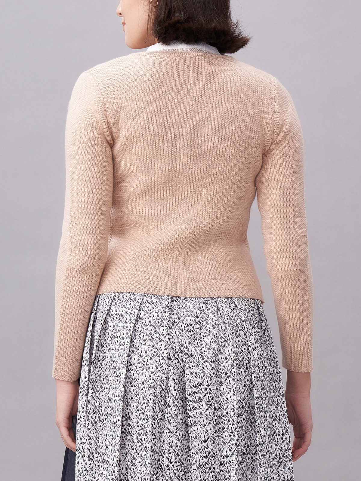 Damen Knöpfen Creme Schmal Strick MIRA