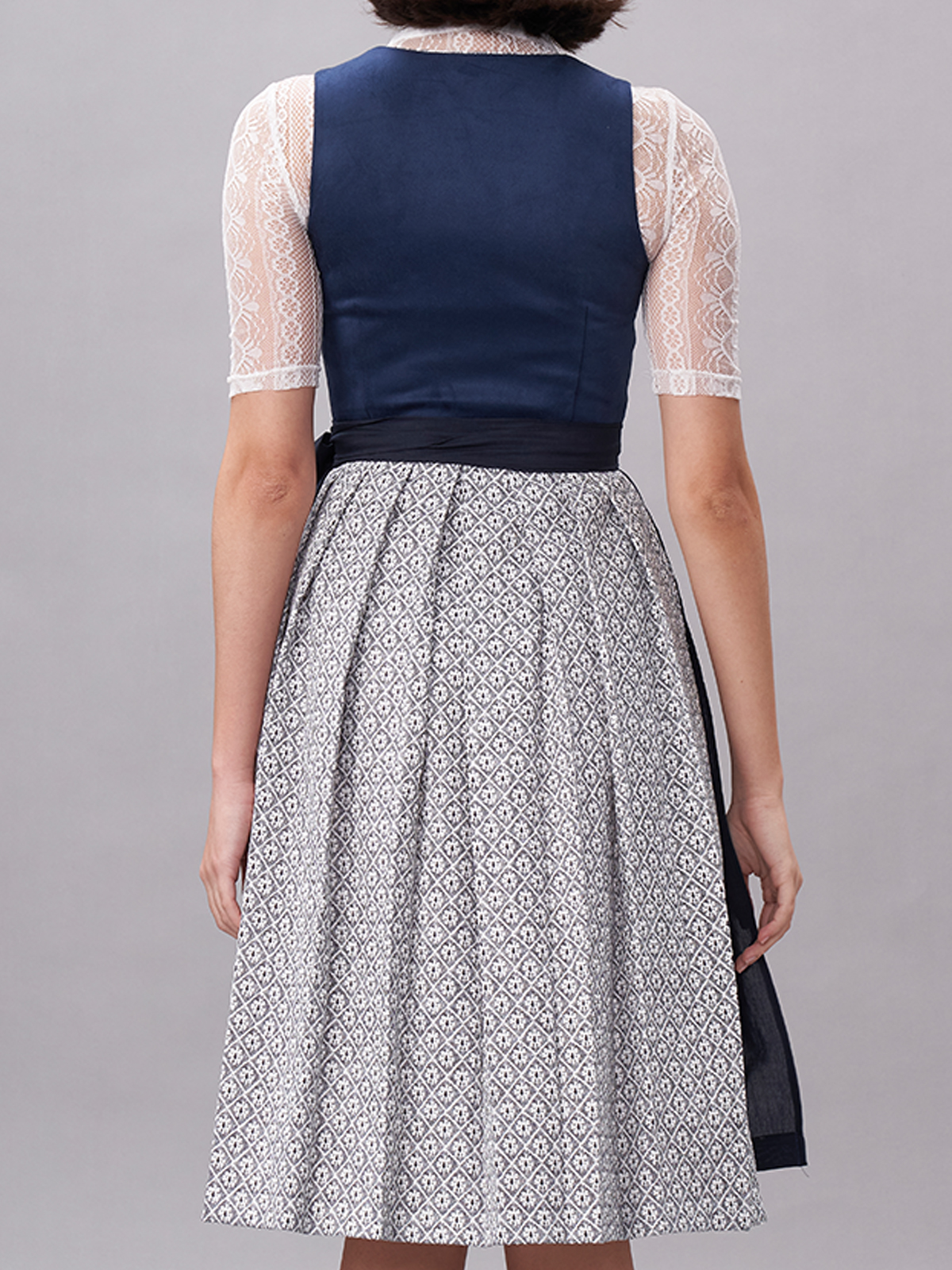 Damen Blau Zwei verdeckte Eingriffstaschen Geometrische Muster Dirndl MAXIMA