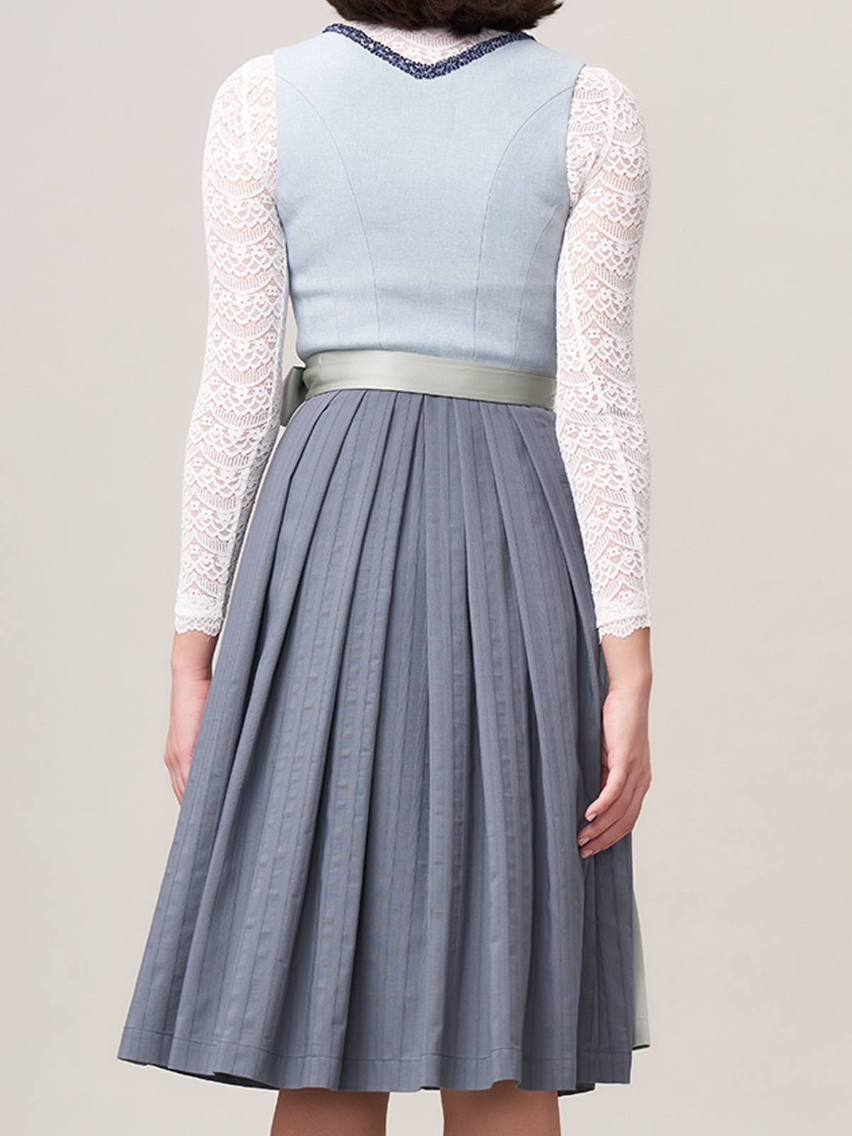 Damen Blau Zwei verdeckte Eingriffstaschen Dirndl MANDL