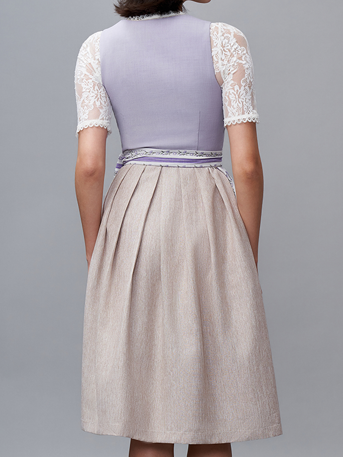 Damen Lila Zwei verdeckte Eingriffstaschen Floralem Muster Dirndl KRISTIN