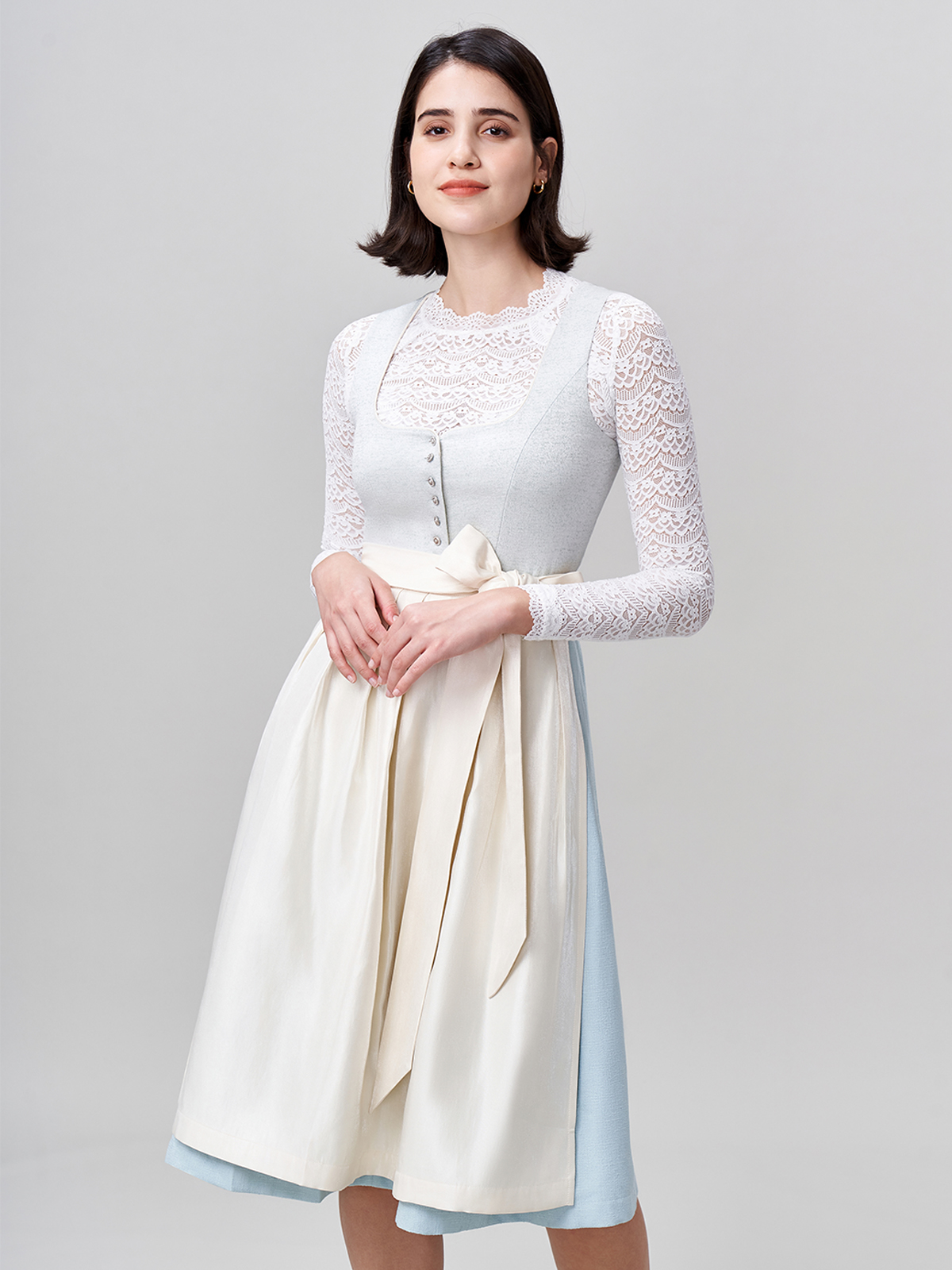 Damen Blau Zwei verdeckte Eingriffstaschen Dirndl LAINER