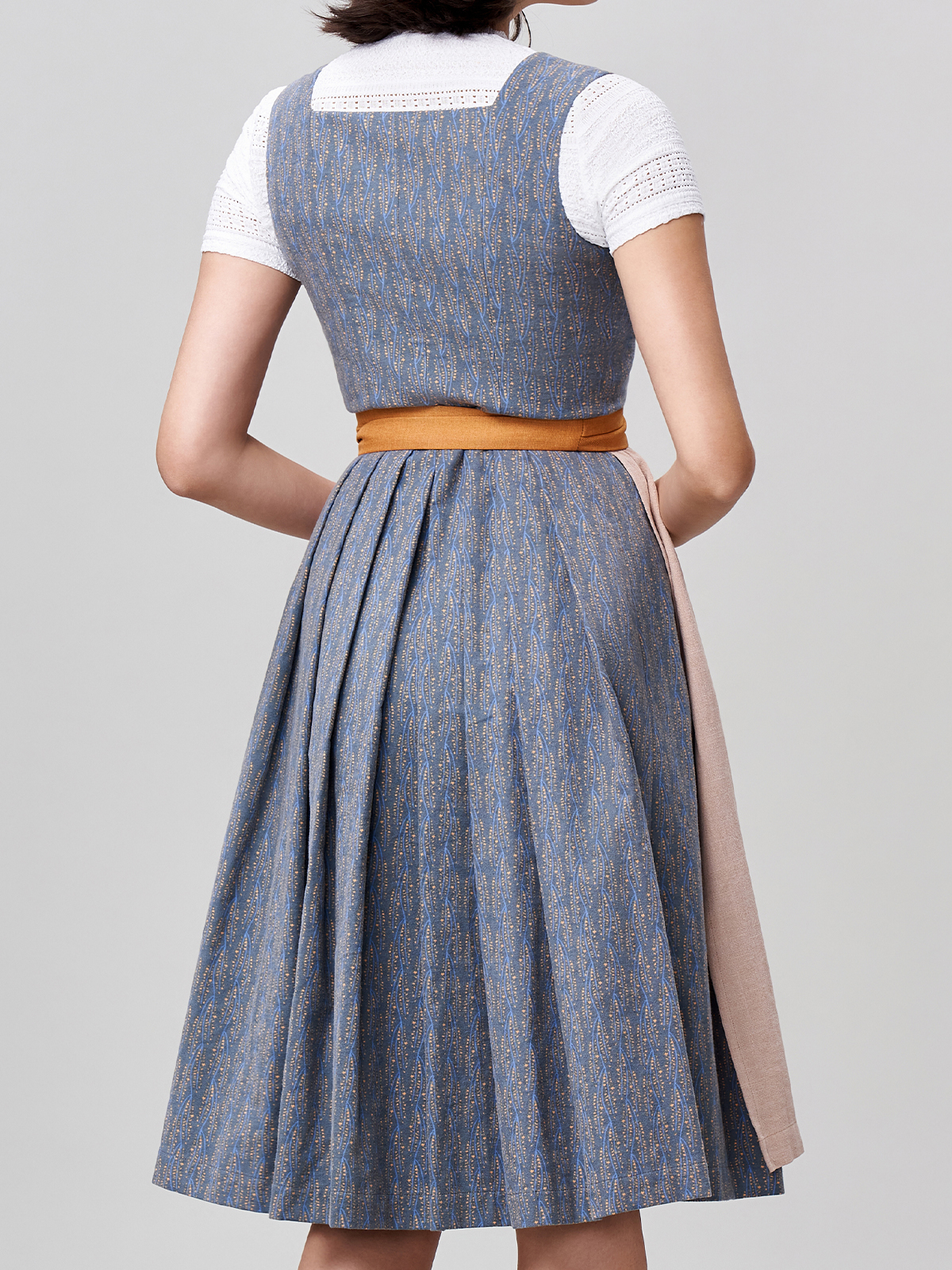 Damen Blau Zwei verdeckte Eingriffstaschen Floralem Muster Dirndl HEIGL