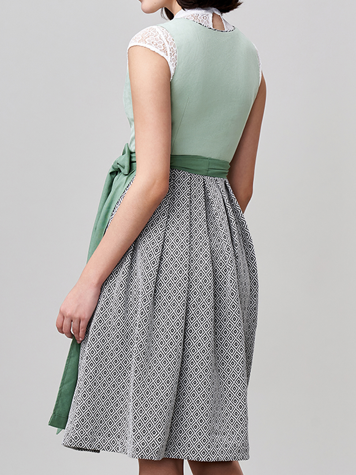 Damen Grün Zwei verdeckte Eingriffstaschen Dirndl QUNIE