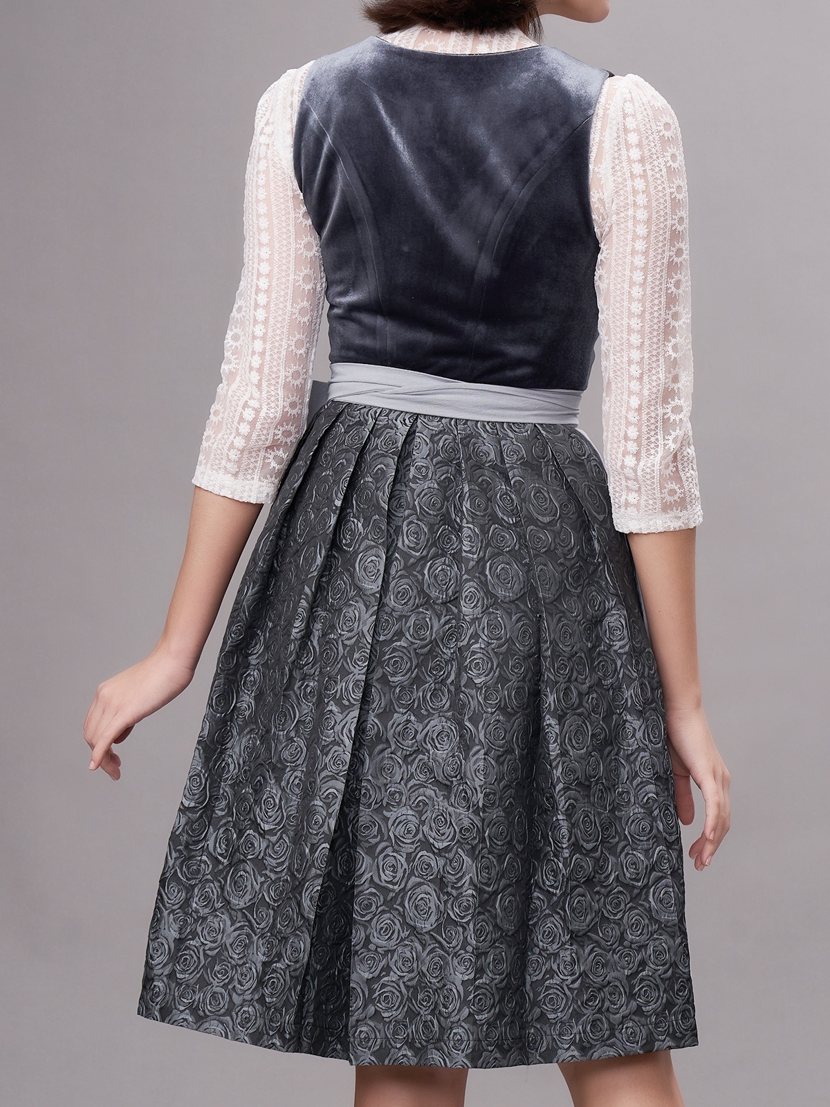 Damen Blau Zwei verdeckte Eingriffstaschen Floralem Muster Dirndl NICOLE