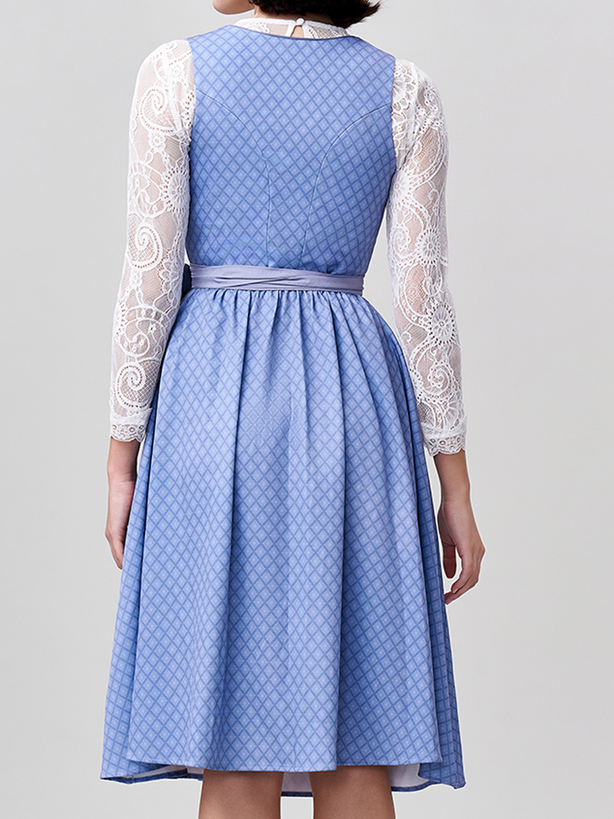 Damen Blau Zwei verdeckte Eingriffstaschen Geometrische Muster Dirndl DANIELA