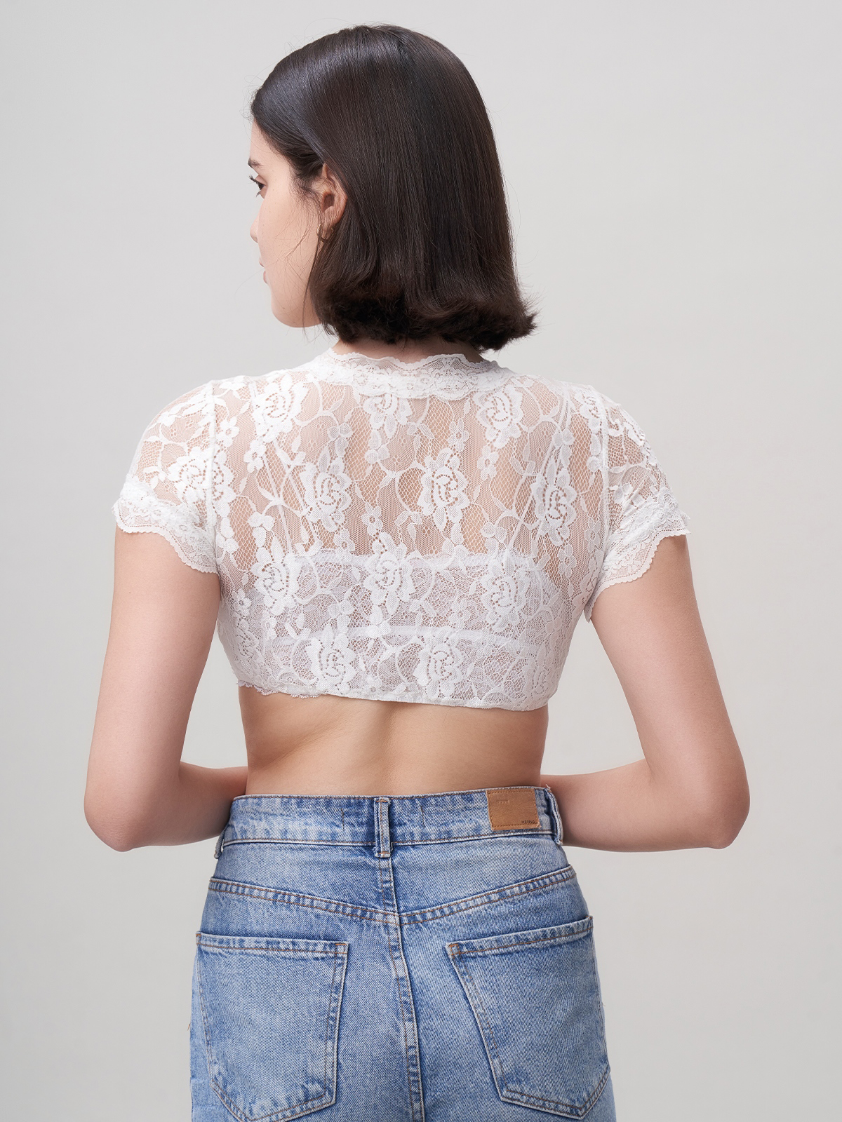 Damen V-Ausschnitt Kurzarm Weiß Dirndlblusen JASMIN