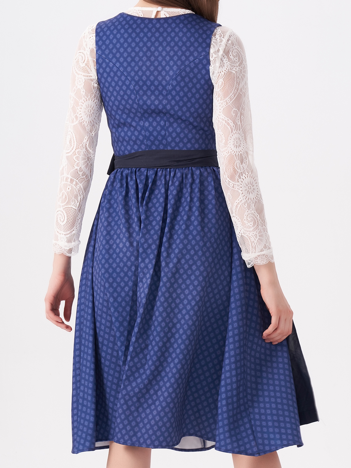 Damen Blau Herz-Ausschnitt Zwei verdeckte Eingriffstaschen Dirndl DANIELA