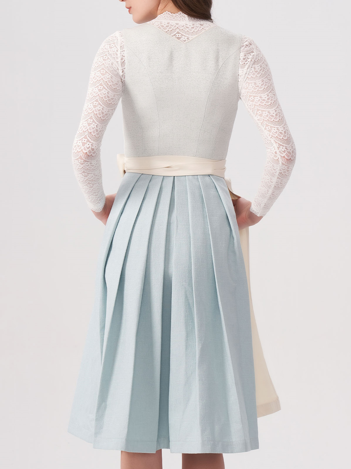 Damen Blau Herz-Ausschnitt Zwei verdeckte Eingriffstaschen Dirndl LAINER