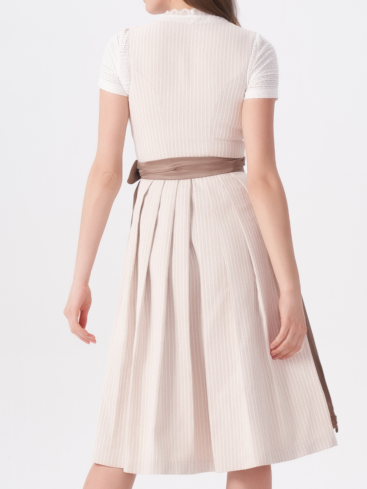 Damen Beige Gerader Ausschnitt Zwei verdeckte Eingriffstaschen Dirndl HELENA