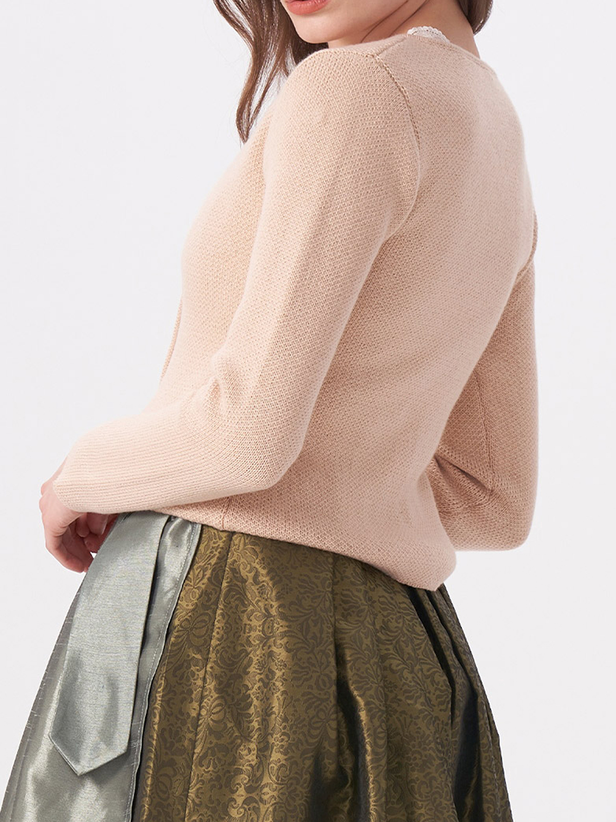 Damen Creme Schmal Knöpfen Strick MIRA