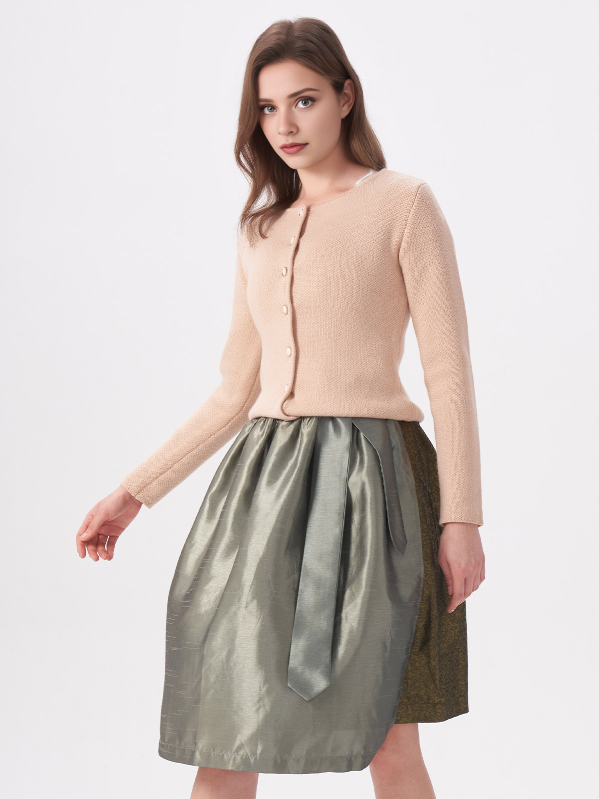 Damen Creme Schmal Knöpfen Strick MIRA