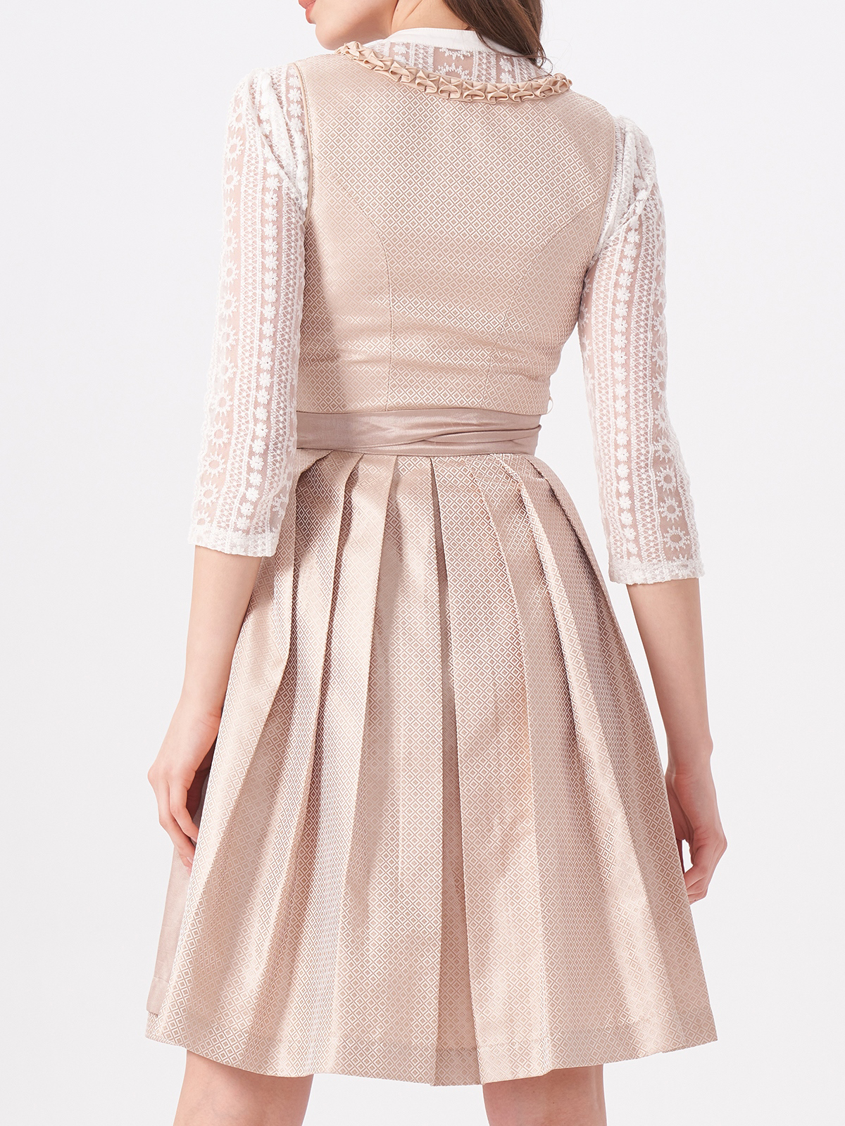Damen Beige Gerader Ausschnitt Zwei verdeckte Eingriffstaschen Dirndl MILA