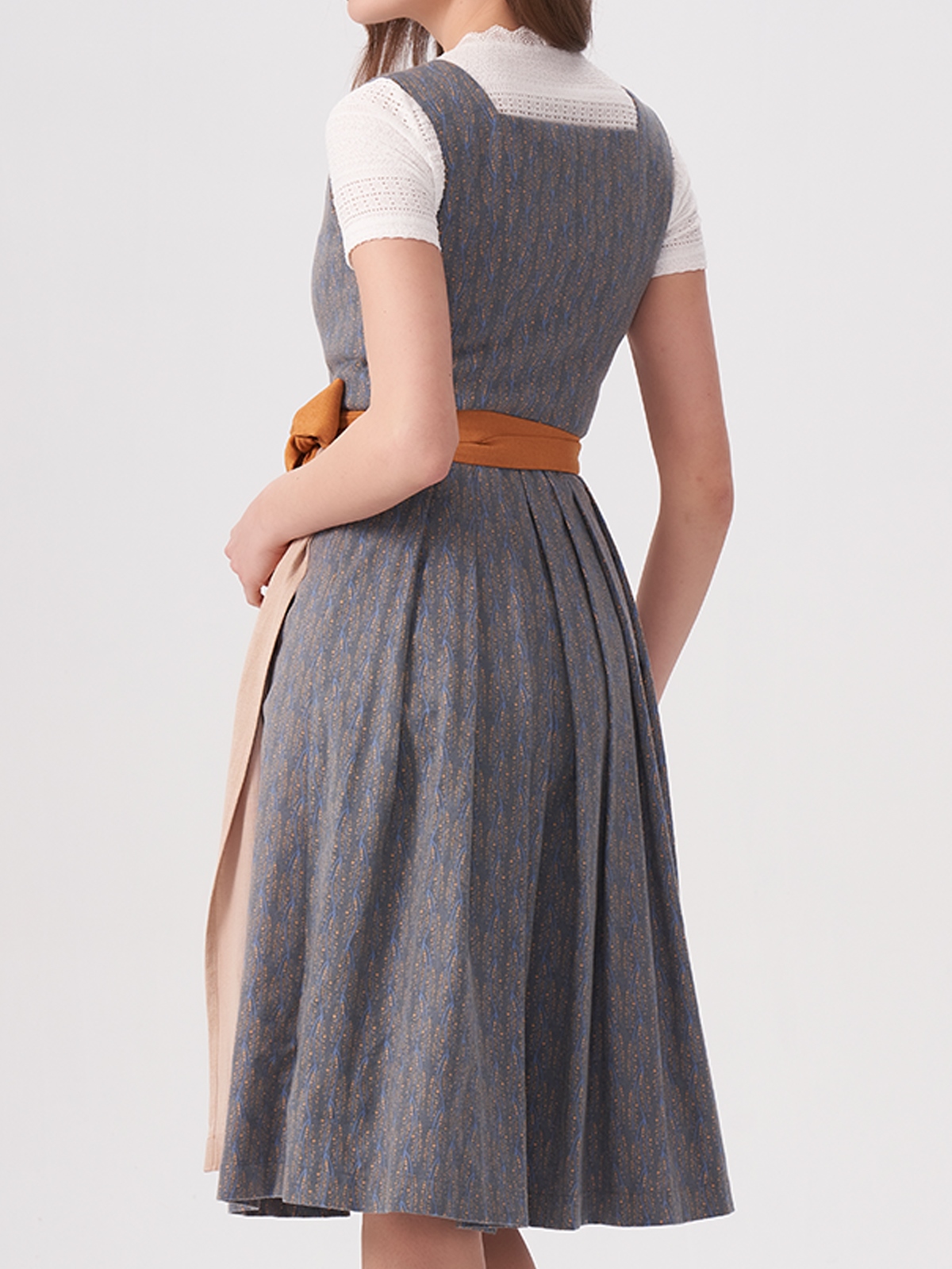Damen Blau Gerader Ausschnitt Zwei verdeckte Eingriffstaschen Dirndl HEIGL