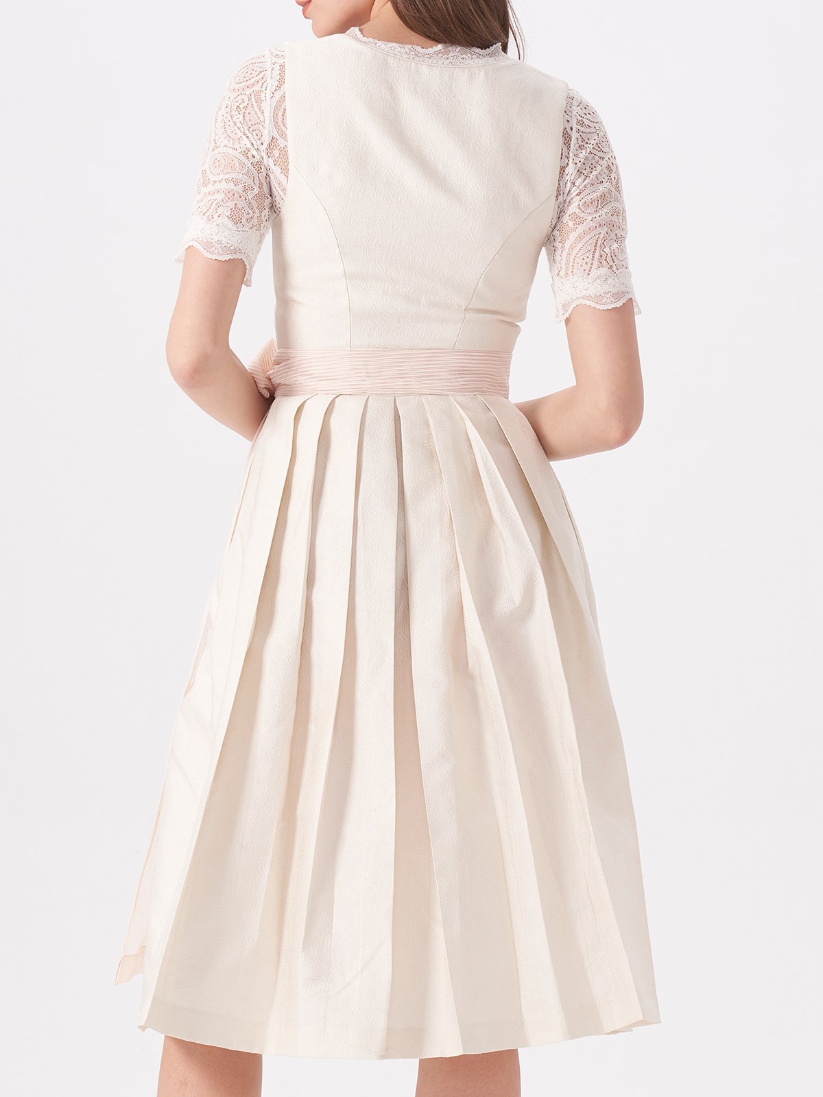 Damen Beige Gerader Ausschnitt Zwei verdeckte Eingriffstaschen Dirndl WEBER