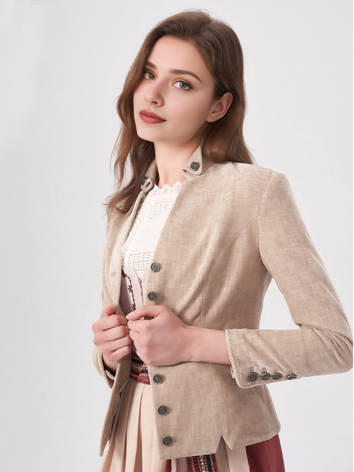 Beige Knöpfen Damen Jacken BARBARA