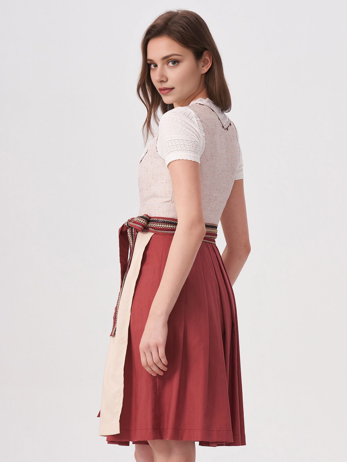 Damen Rosa Gerader Ausschnitt Zwei verdeckte Eingriffstaschen Dirndl THOMA