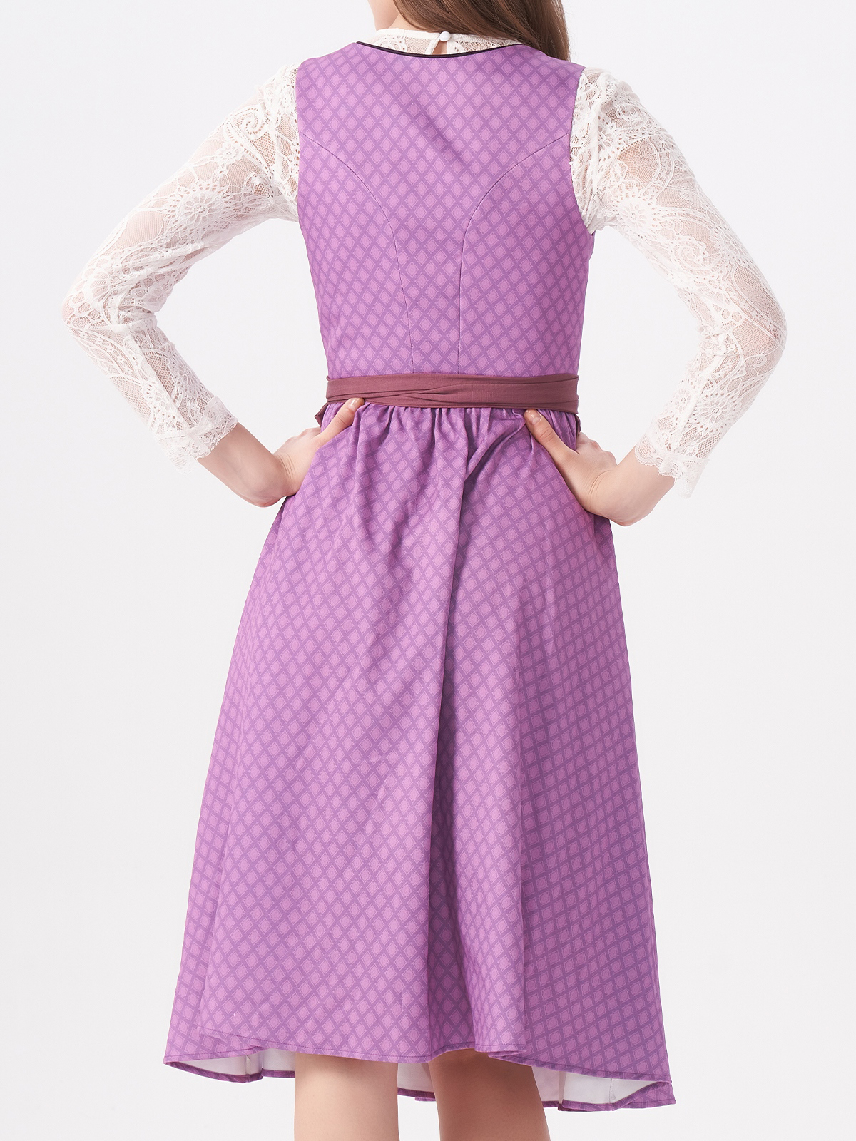 Damen Lila Herz-Ausschnitt Zwei verdeckte Eingriffstaschen Dirndl DANIELA