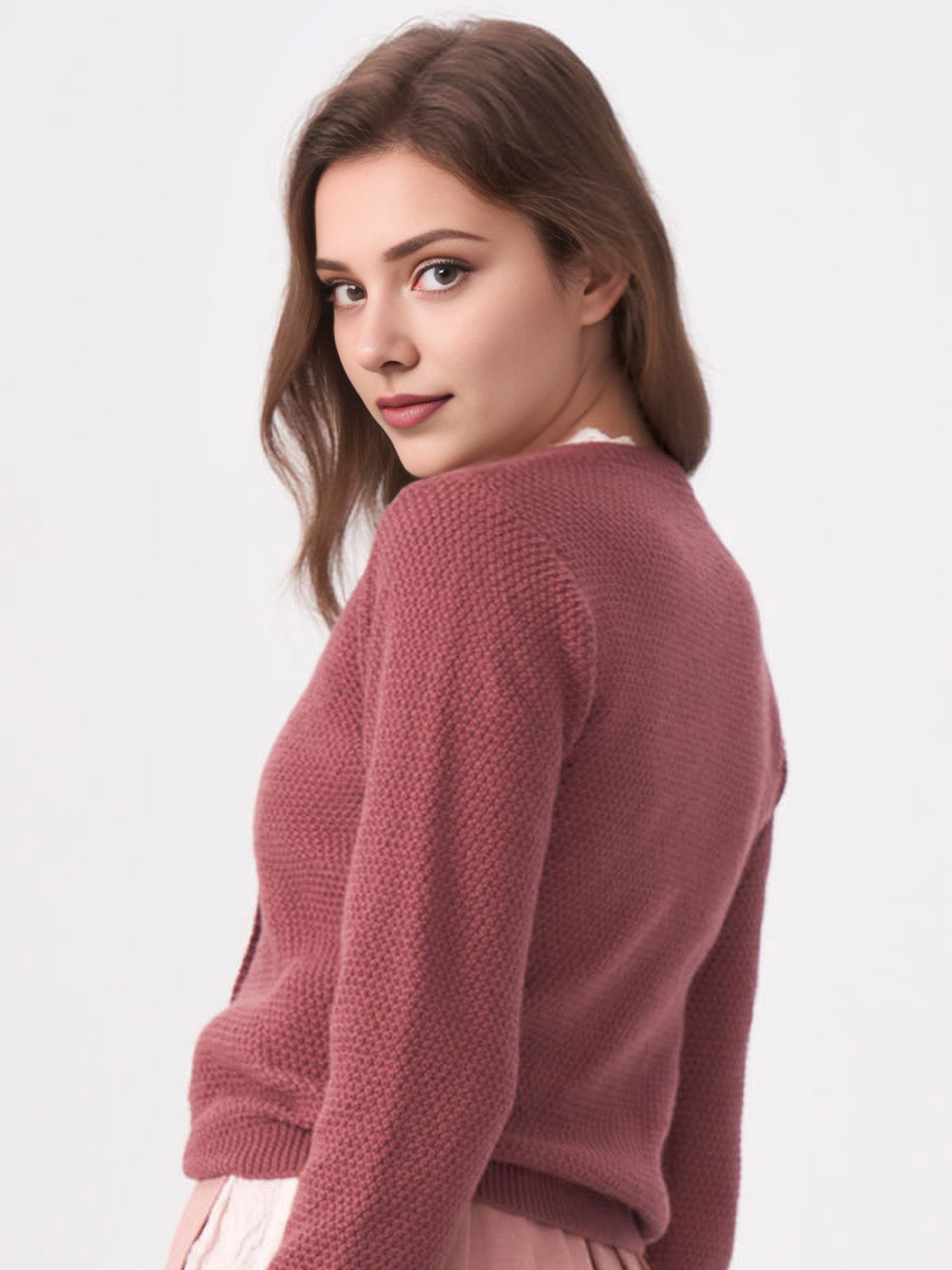 Damen Lila Weit Knöpfen Strick AMALIA