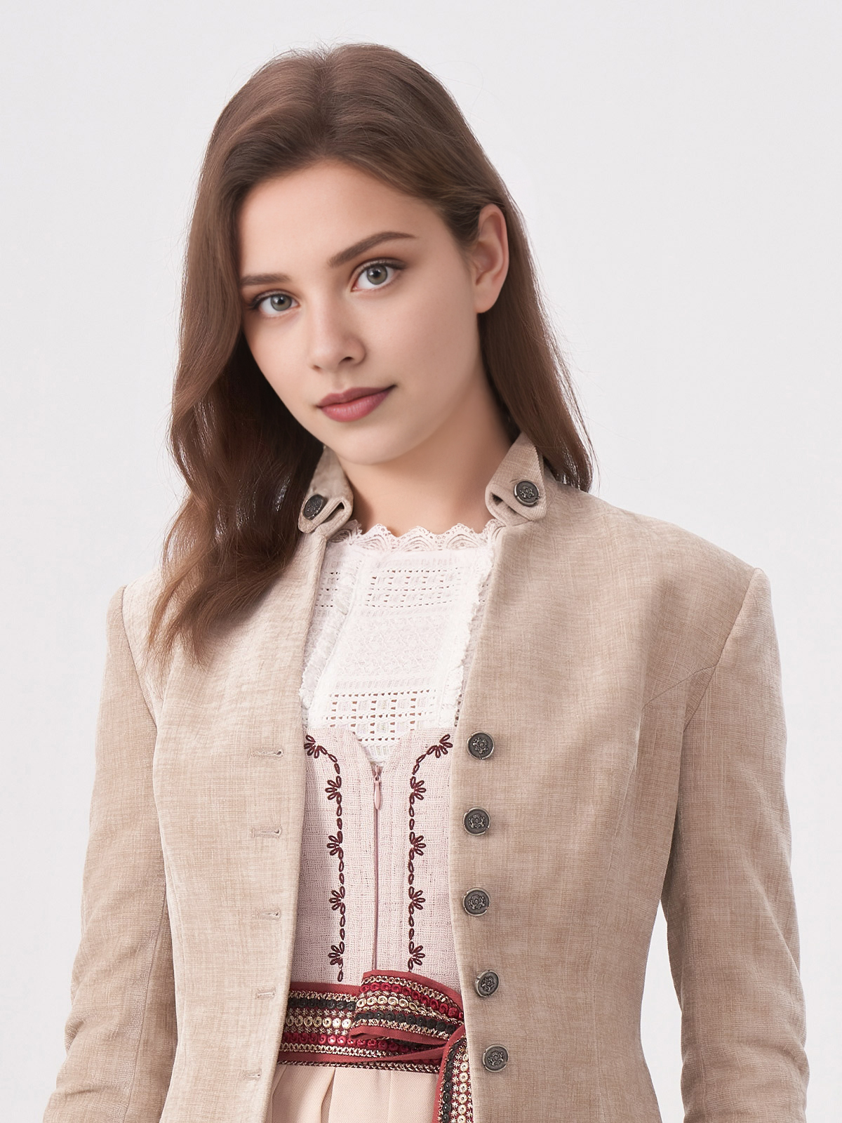 Beige Knöpfen Damen Jacken BARBARA