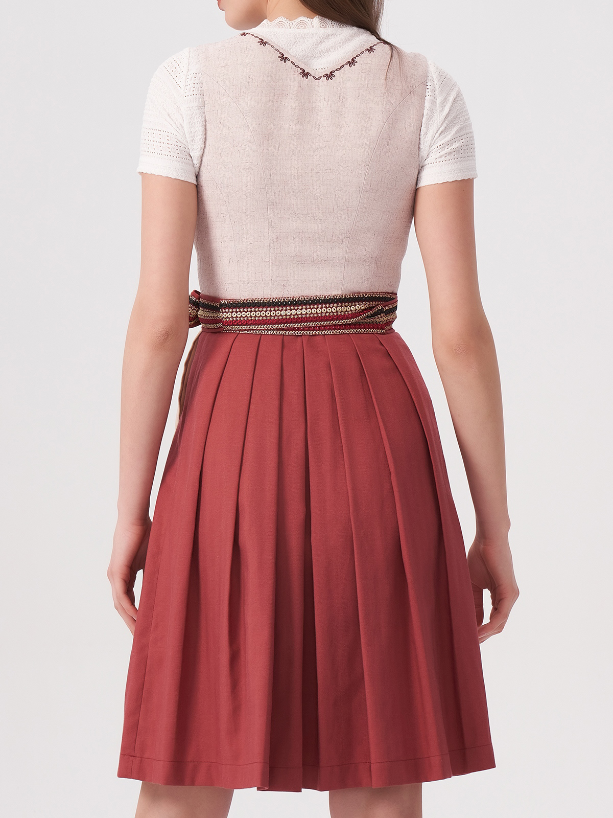Damen Rosa Gerader Ausschnitt Zwei verdeckte Eingriffstaschen Dirndl THOMA