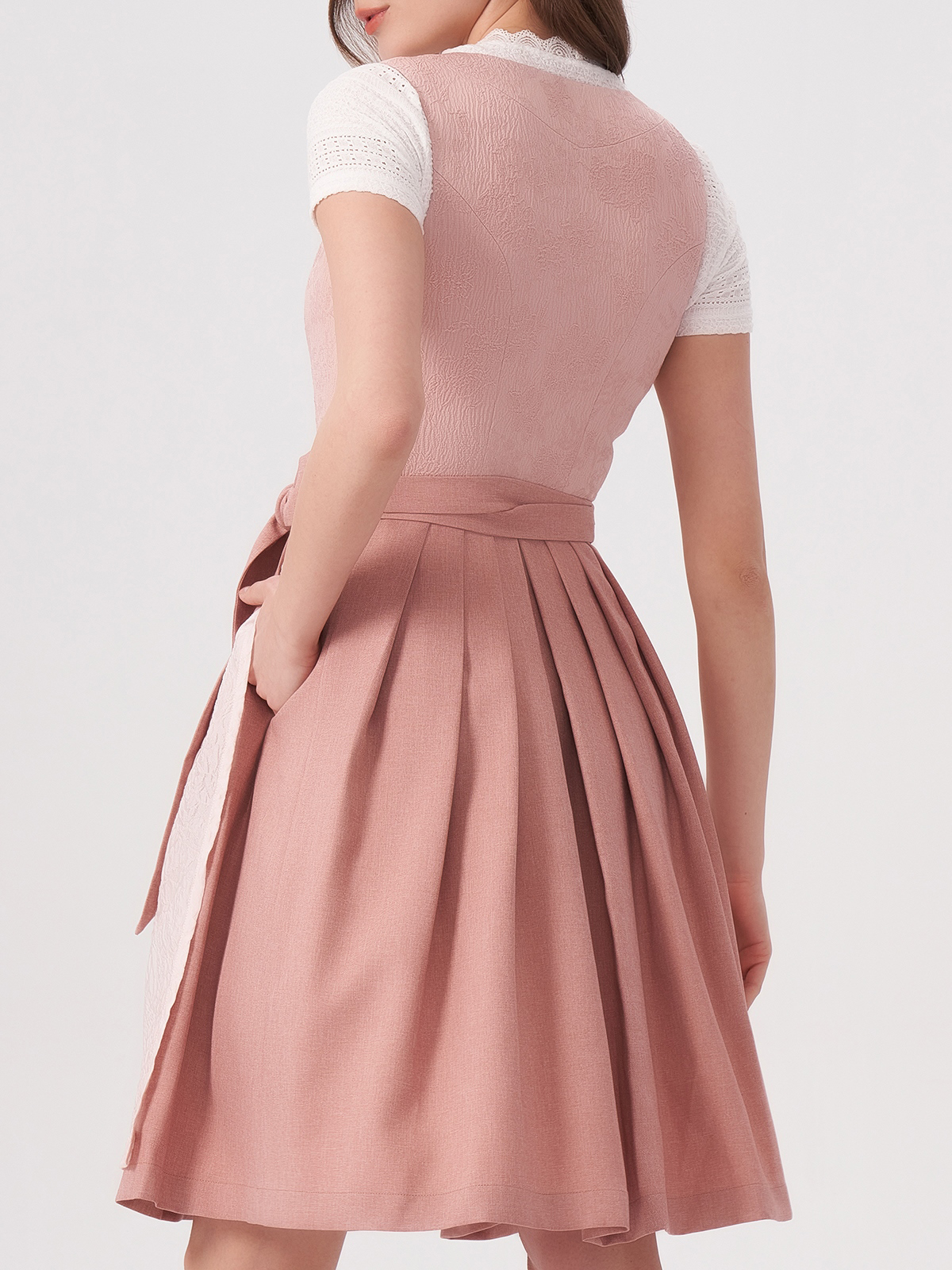 Damen Rosa Gerader Ausschnitt Zwei verdeckte Eingriffstaschen Dirndl ANJA